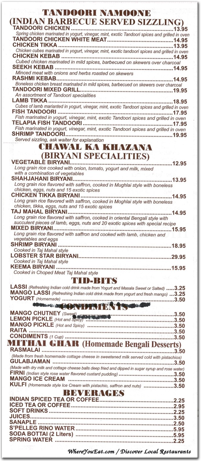 Order Taj Mahal Menu Delivery【Menu & Prices】, Tyler